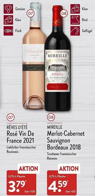 Aldi Nord Rêves D'été Rosé Vin De France 2021 Mireille Merlot-cabernet Sauvignon Bordeaux 2018 Angebot