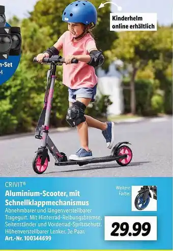 Lidl Crivit Aluminium-scooter Mit Schnellklappmechanismus Angebot