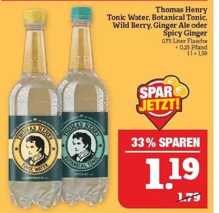 Thomas Henry Tonic Water Botanical Tonic Wild Berry Ginger Ale Oder