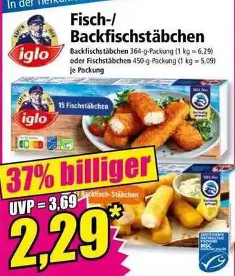 Norma Iglo Fisch- Backfischstäbchen Angebot