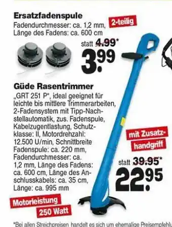 Repo Markt Ersatzfadenspule, Güde Rasentrimmer Angebot