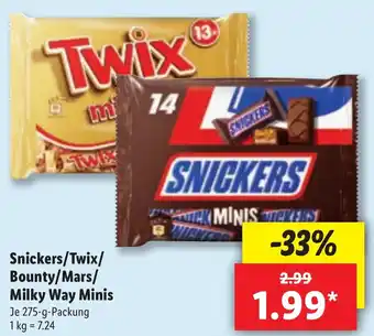 Lidl Snickers/Twix/Bounty/Mars/Milky Way Minis 275 g Angebot