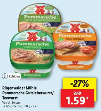 Lidl Rügenwalder Mühle Pommersche Gutsleberwurst/Teewurst 125 g Becher Angebot