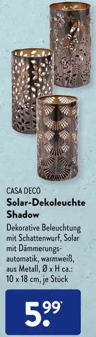 Aldi Süd Casa Deco Solar Dekoleuchte Shadow Angebot