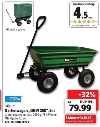 Lidl Güde Gartenwagen ,,GGW 250" Set Angebot