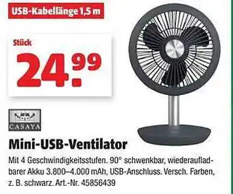 Hagebau Casaya Mini-usb-ventilator Angebot