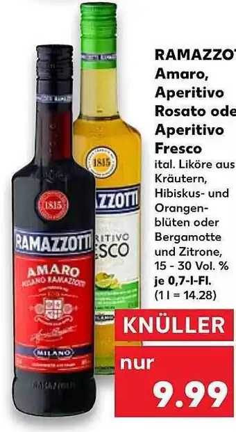 Kaufland Ramazzotti Amaro, Aperitivo Rosato Oder Fresco Angebot