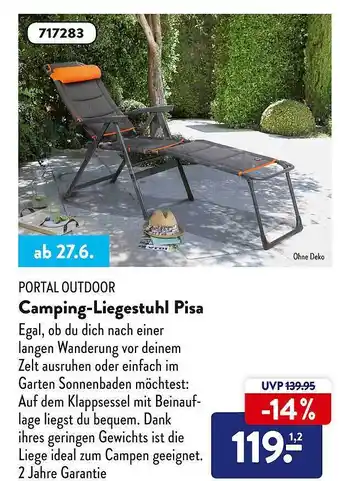 Aldi Süd Portal Outdoor Camping-liegestuhl Pisa Angebot