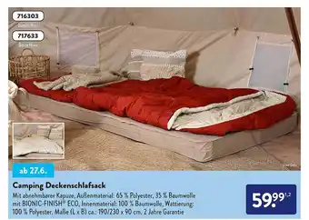 Aldi Süd Camping Deckenschlafsack Angebot