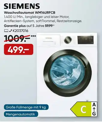 Galeria Siemens Waschvollautomat WM14URFCB Angebot