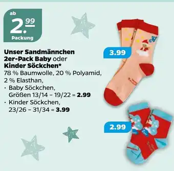 NETTO Unser Sandmannchen 2er-Pack Baby oder Kinder Sockchen* 13/14 - 19/22 Angebot