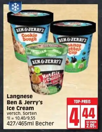 Edeka Langnese Ben & Jerry's Ice Cream 427/465ml Becher Angebot