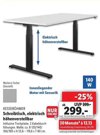 Lidl Kesseböhmer Schreibtisch, elektrischhöhenverstellbar Angebot