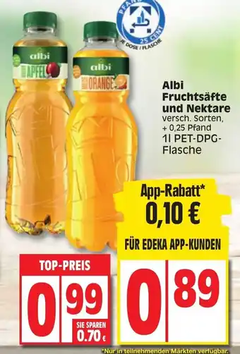 Edeka Albi Fruchtsäfte und Nektare 1L PET DPG Flasche Angebot