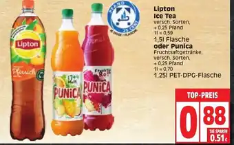 Edeka Lipton Ice Tea 1,5 L oder Punica 1,25 L PET DPG Flasche Angebot