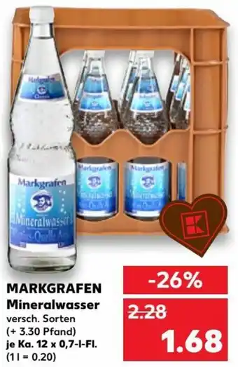 Kaufland Markgrafen Mineralwasser Ka. 12x0,7 L-Fl. Angebot