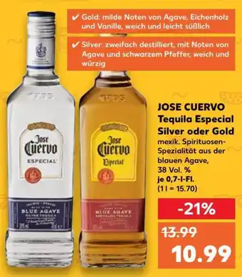 Kaufland Jose Cuervo Tequila Especial Silver oder Gold 0,7 L-Fl. Angebot