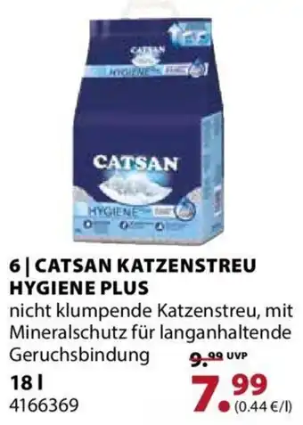 Dehner Catsan Katzenstreu Hygiene Plus 18 L Angebot