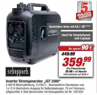 toom Baumarkt Scheppach Inverter Stromgenerator „igt 2500“ Angebot