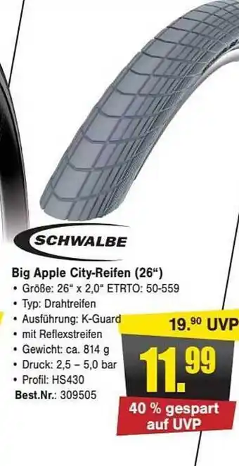 Zweirad Stadler Schwalbe Big Apple City-reifen Angebot