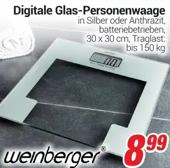 CENTERSHOP Weinberger Digitale Glas Personenwaage Angebot