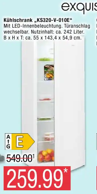 Marktkauf Exquisit Kuhlschrank | KS320-V-010E Angebot