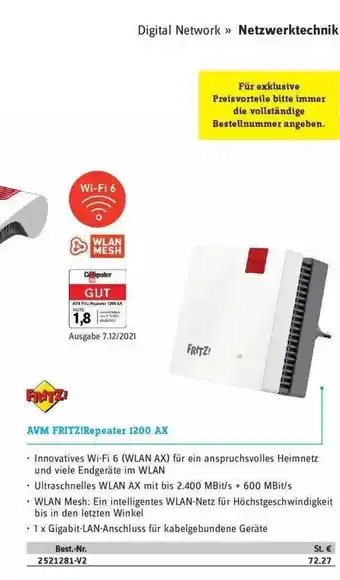 Conrad Avm Fritz!repeater 1200ax Angebot