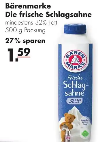 Handelshof Bärenmarke Die Frische Schlagsahne 500 g Packung Angebot