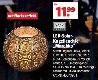 Hagebau Casaya Led Solar Kugelleuchte„marokko” Angebot