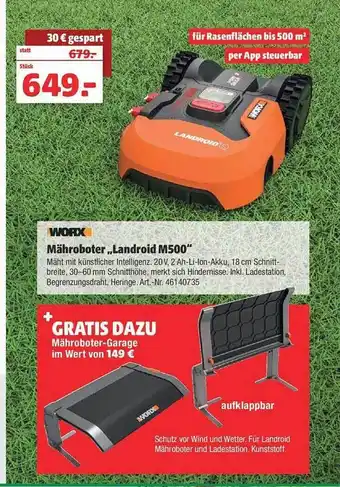 Hagebau Worx Mähroboter „landroid M500“ Angebot