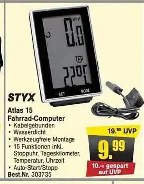 Zweirad Stadler Styx Atlas 15 Fahrrad-computer Angebot