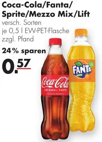 Handelshof Coca-Cola, Fanta, Sprite, Mezzo Mix oder Lift 0,5 L Angebot