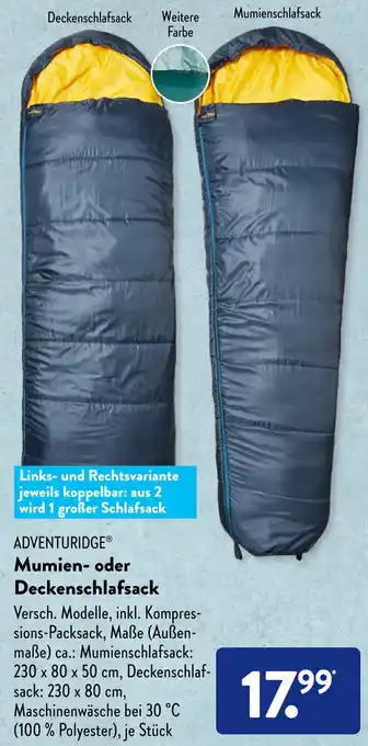 Aldi Süd Adventuridge Mumien oder Deckenschlafsack Angebot