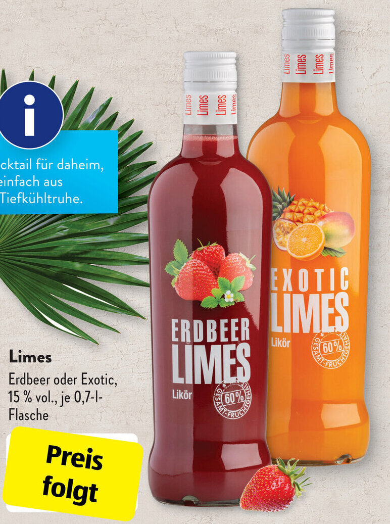 Limes Erdbeer oder Exotic 0,7 L Flasche Angebot bei Aldi Süd