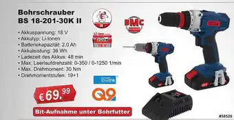 Stabilo Fachmarkt Güde Bohrschrauber Bs 18-201-30k II Angebot