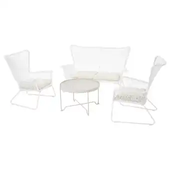 IKEA Högsten 4er-sitzgruppe/außen weiß/kuddarna beige Angebot