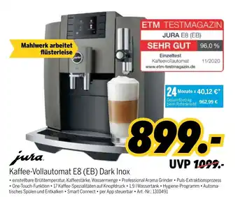 MEDIMAX jura Kaffee Vollautomat E8 (EB) Dark Inox Angebot