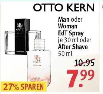 Rossmann Otto Kern Man oder Woman EdT Spray 30ml oder After Shave 50ml Angebot