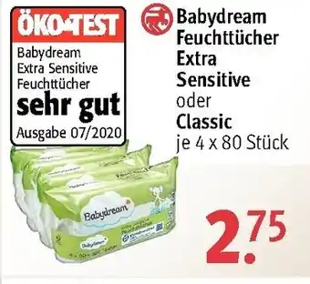 Rossmann Babydream Feuchttücher Extra Sensitive oder Classic Angebot