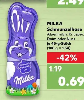 Kaufland Milka Schmunzelhase 45 g Angebot