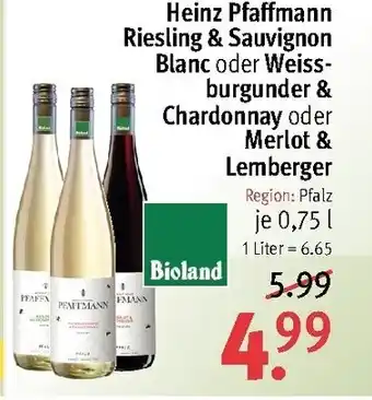 Rossmann Heinz Pfaffmann Riesling & Sauvignon Blanc oder Weissburgunder & Chardonnay Merlot & Lemberger 0,75L Angebot