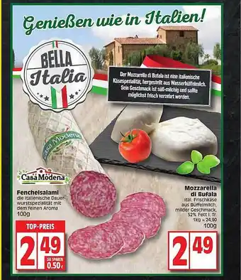 Edeka Casa Modena Fenchelsalami Oder Mozzarella Di Bufala Angebot