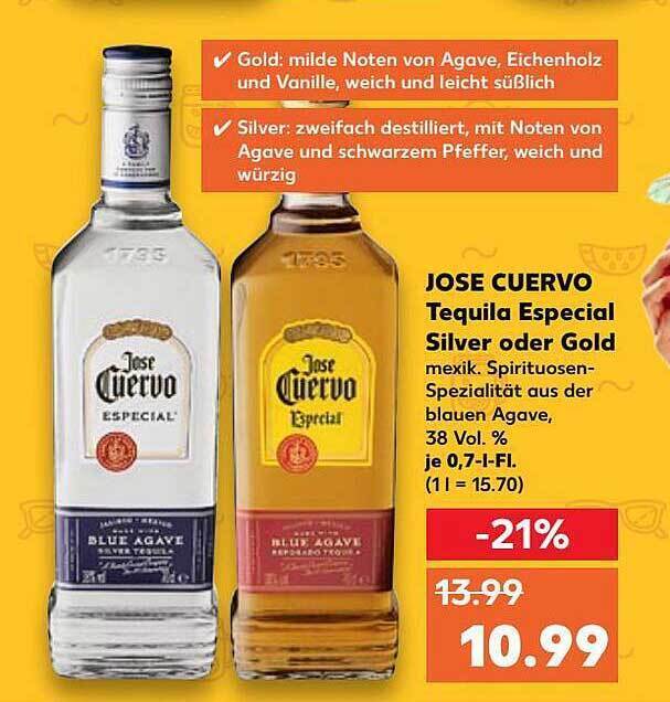 Jose Cuervo Tequila Especial Silver Oder Gold Angebot bei Kaufland