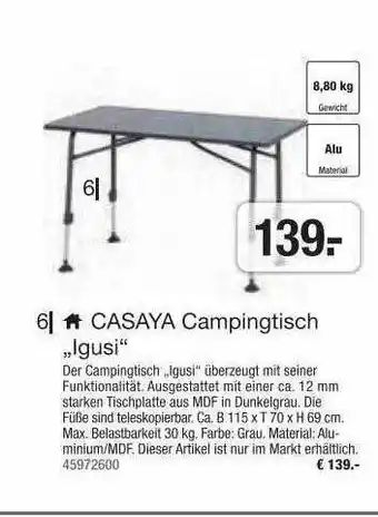 Hagebau Casaya Campingtisch „igusi“ Angebot