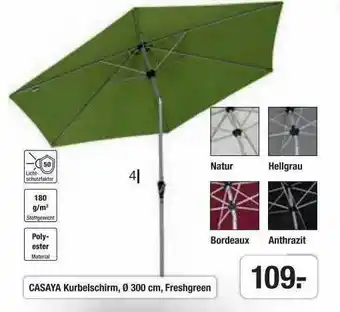 Hagebau Casaya Kurbelschirm, ø 300 Cm Freshgreen Angebot