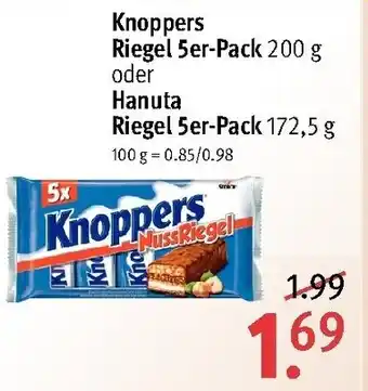 Rossmann Knoppers Riegel 5er Pack 200g oder Hanuta 5er Pack 172,5g Angebot