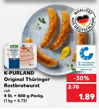 Kaufland K Purland Original Thüringer Rostbratwurst 400 g Angebot