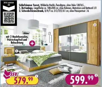 Möbel Boss Schlafzimmer Forest, Bettanlage oder Schwebetürenschrank Angebot