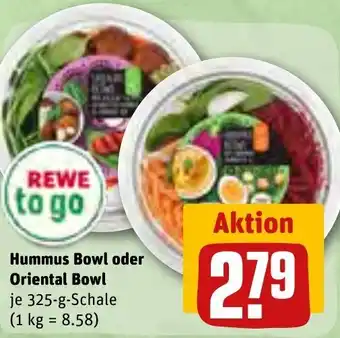 REWE Hummus Bowl oder Oriental Bowl 325 g Schale Angebot