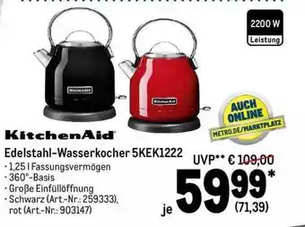 METRO Kitchen Aid Edelstahl-wasserkocher 5kek1222 Angebot